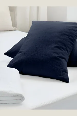 CURIOUS LIFESTYLE Blue 2 Pieces Solid Pure Cotton Rectangle Pillow Covers