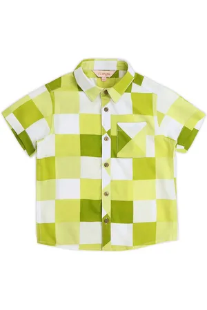 LIL DRAMA Boys Standard Checked Spread Collar Casual Shirt