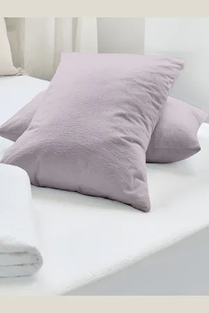 CURIOUS LIFESTYLE Grey 2 Pieces Solid Pure Cotton Rectangle Pillow Covers