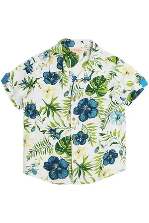 LIL DRAMA Boys Standard Tropical Printed Spread Collar Casual Shirt
