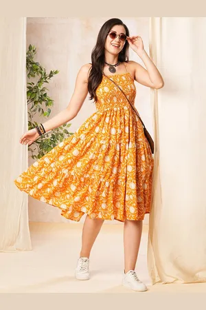 Globus Floral Printed Fit & Flare Midi Dress