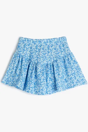 Koton Girls Printed Gathered A-Line Mini Skirt