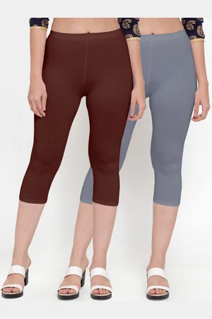 Jinfo Pack Of 2 Women Grey & Brown Capris