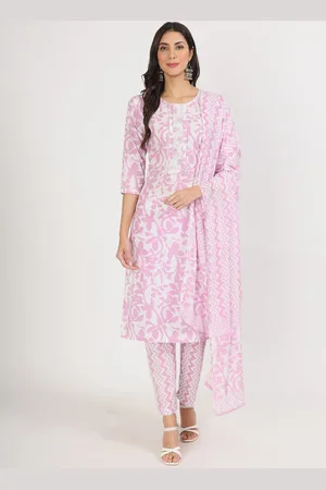 Divena World Floral Printed Pure Cotton Kurta With Trousers & Dupatta