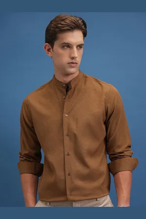 LocoMotive Luxe Popcorn Textured Mandarin Collar Evening Party Shirt