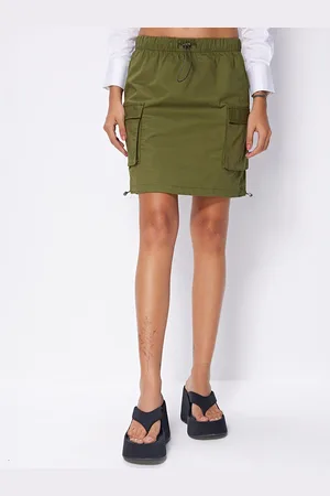 COVER STORY Olive Cargo A-Line Mini Skirt