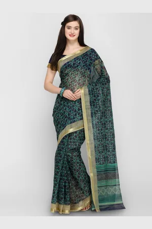 HRITIKA Ethnic Motifs Printed Zari Saree
