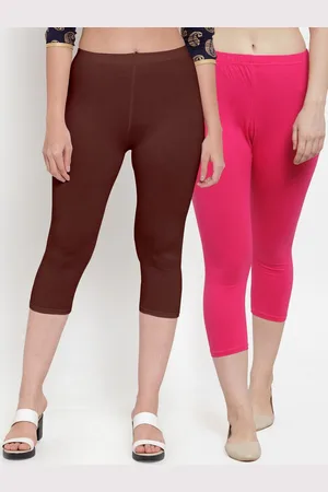 Jinfo Women Pack Of 2 Pink & Brown Solid Capris