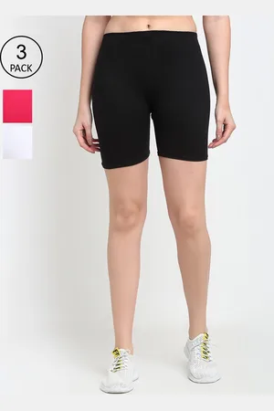 Jinfo Women Black & White Set Of 3 Biker Shorts