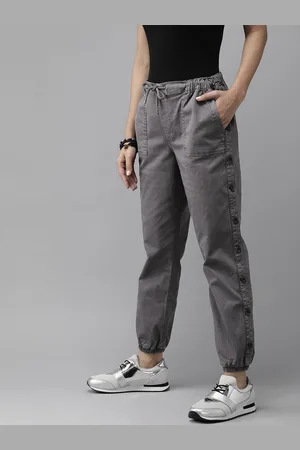 Roadster Women Charcoal Grey Regular Fit Solid Joggers