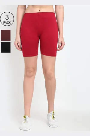 Jinfo Women Pack of 3 Black & Red Cycling Shorts