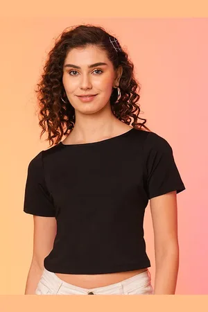 Globus Black Styled Back Crop Top