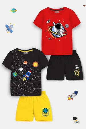 HERE&NOW Kids Pack Of 2 Printed T-Shirt With Shorts