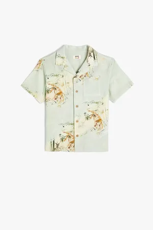 Koton Boys Floral Printed Spread Collar Short Sleeves Cotton Casual Shirt