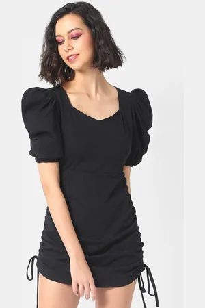 Campus Puff Sleeves Cotton Sheath Mini Dress