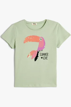 Koton Girls Graphic Printed Pure Cotton T-shirt