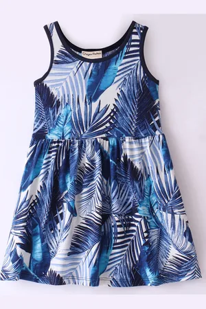 CrayonFlakes Girls Tropical Printed Round Neck Fit & Flare Dress