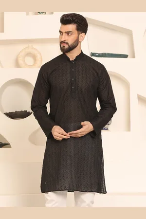Armaan Ethnic Thread Work Mandarin Collar Long Sleeves Straight Kurta