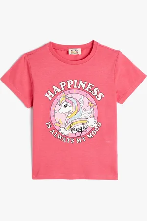 Koton Girls Typography Printed Short Sleeves Pure Cotton T-shirt