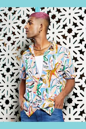 Campus Relaxed Opaque Abstract Printed Cotton Casual Shirt