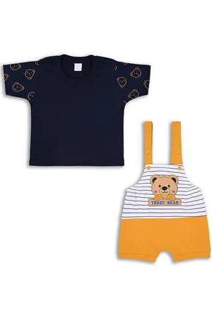 Wish Karo Boys Printed Pure Cotton T-shirt & Dungarees