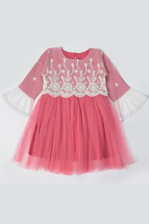 Bella Moda Girls Floral Embroidered Bell Sleeve Fit & Flare Dress