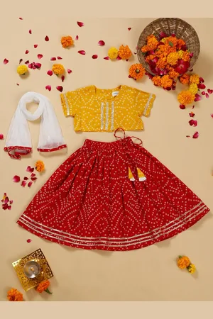 SAKA DESIGNS Girls Printed Ready to Wear Lehenga & Blouse With Dupatta