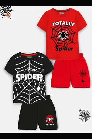 HERE&NOW Kids Pack Of 2 Spider-Man Printed T-Shirt With Shorts