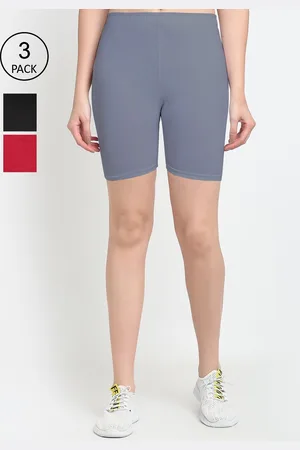 Jinfo Women Black & Grey Set Of 3 Biker Shorts