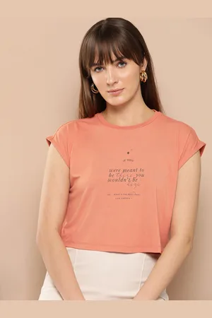 Chemistry Women Typography Print Round Neck Extended Sleeves Crop T-shirt