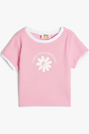 Koton Girls Floral Printed Round Neck T-shirt