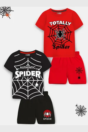 HERE&NOW Kids Pack Of 2 Spider-Man Printed T-Shirt With Shorts