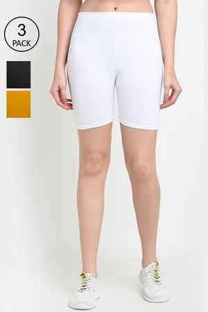 Jinfo Women Black & White Set Of 3 Biker Shorts