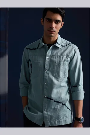 Andamen Premium Full Sleeve Tie Dye Snap Button Faded Cotton Casual Shirt