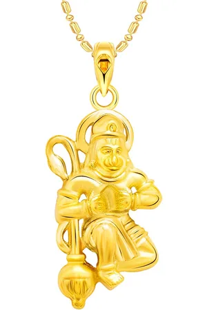 Vighnaharta Unisex Gold-Plated Lord Hanuman Shaped Pendant With Chain