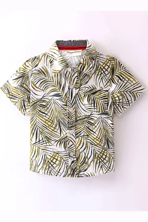 CrayonFlakes Boys Tropical Printed Short Sleeves Casual Shirt