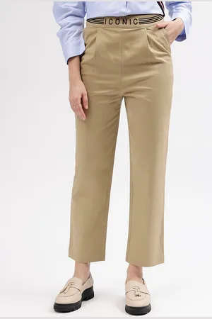 ICONIC Women Regular Fit Cotton Trousers