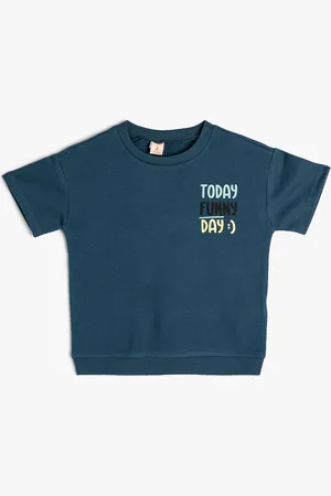 Koton Boys Round Neck Short Sleeves Typographic Printed Regular Fit Cotton T-shirt