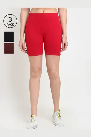 Jinfo Women Pack of 3 Black & Red Cycling Shorts