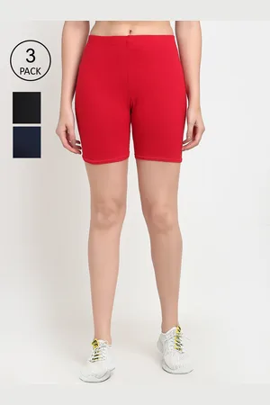 Jinfo Women Pack of 3 Black & Red Cycling Shorts