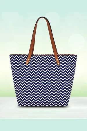 DressBerry Blue Geometric Printed Oversized Shopper Shoulder Bag