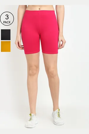 Jinfo Women Pack of 3 Black & Pink Cycling Shorts