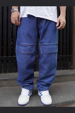 Powerlook Men Blue Boyfriend Fit Clean Look Cotton Cargo Jeans