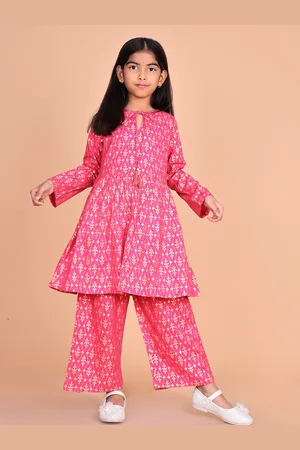 misbis Girls Ethnic Motifs Printed A-Line Kurta with Palazzos