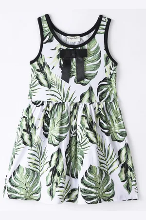 CrayonFlakes Girls Tropical Printed Round Neck Fit & Flare Dress