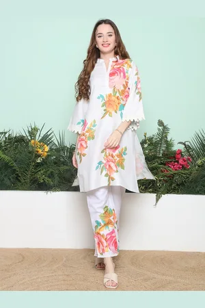 Bhama Couture Floral Printed Regular Kurta with Trousers