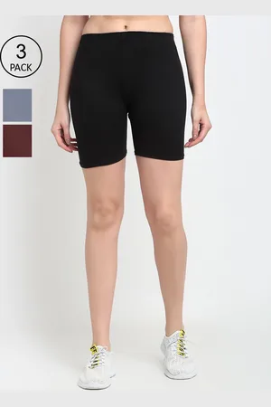 Jinfo Women Black & Grey Set Of 3 Biker Shorts