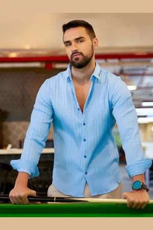 Campus Classic Fit Striped Textured Spread Collar Long Sleeves Casual Shirt