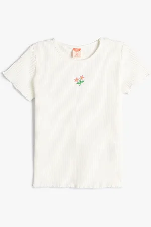 Koton Girls Round Neck Embroidered T-shirt