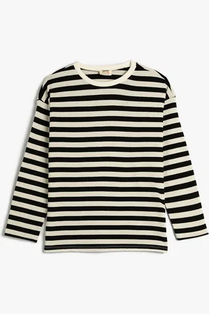 Koton Girls Striped Pure Cotton Oversized T-shirt